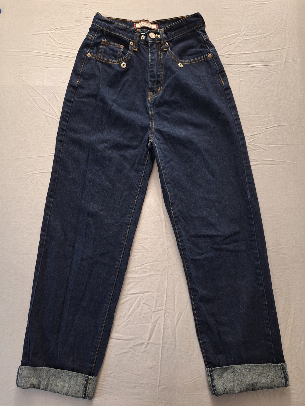 Sweet Chilling Last Kiss High Rise Vtg Inspired Mom Jeans Dark Blue Y2K Size 25